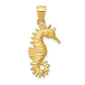 14k Yellow Gold Nautical Sea Life Seahorse Necklace Charm Pendant